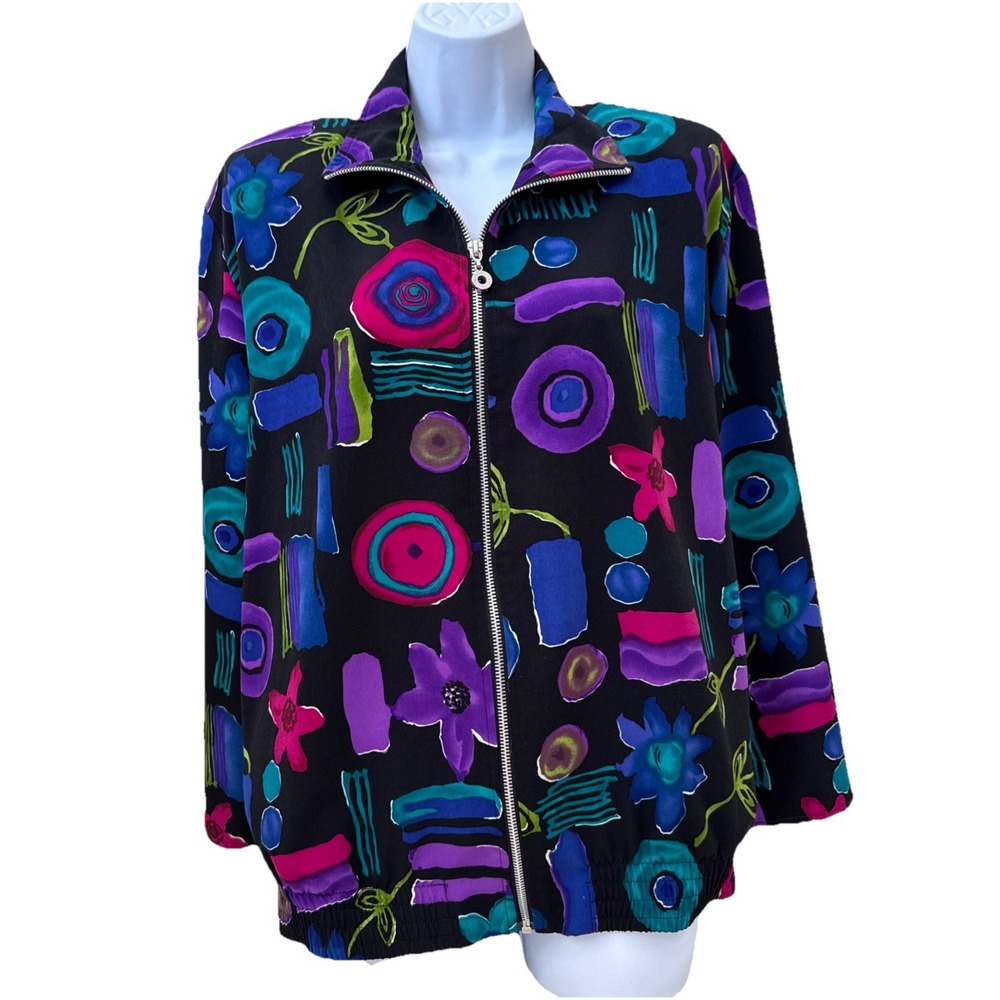 TEDDI Women's Jacket L/XL No Size‎ View Photos Vintage 80's Multicolor/Black Geo